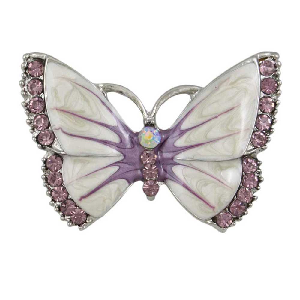 Lilylin Designs Pearlized Enamel with Purple Crystals Butterfly Pin