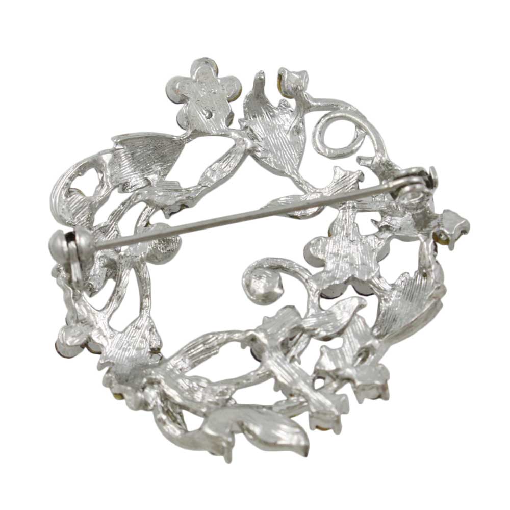 Purple Crystal Daisies Flower Wreath Brooch Pin - PRL029 - Lilylin Designs