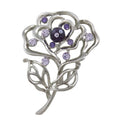 Open Rose with Purple Bead Flower Brooch Pin | Lilylin Designs