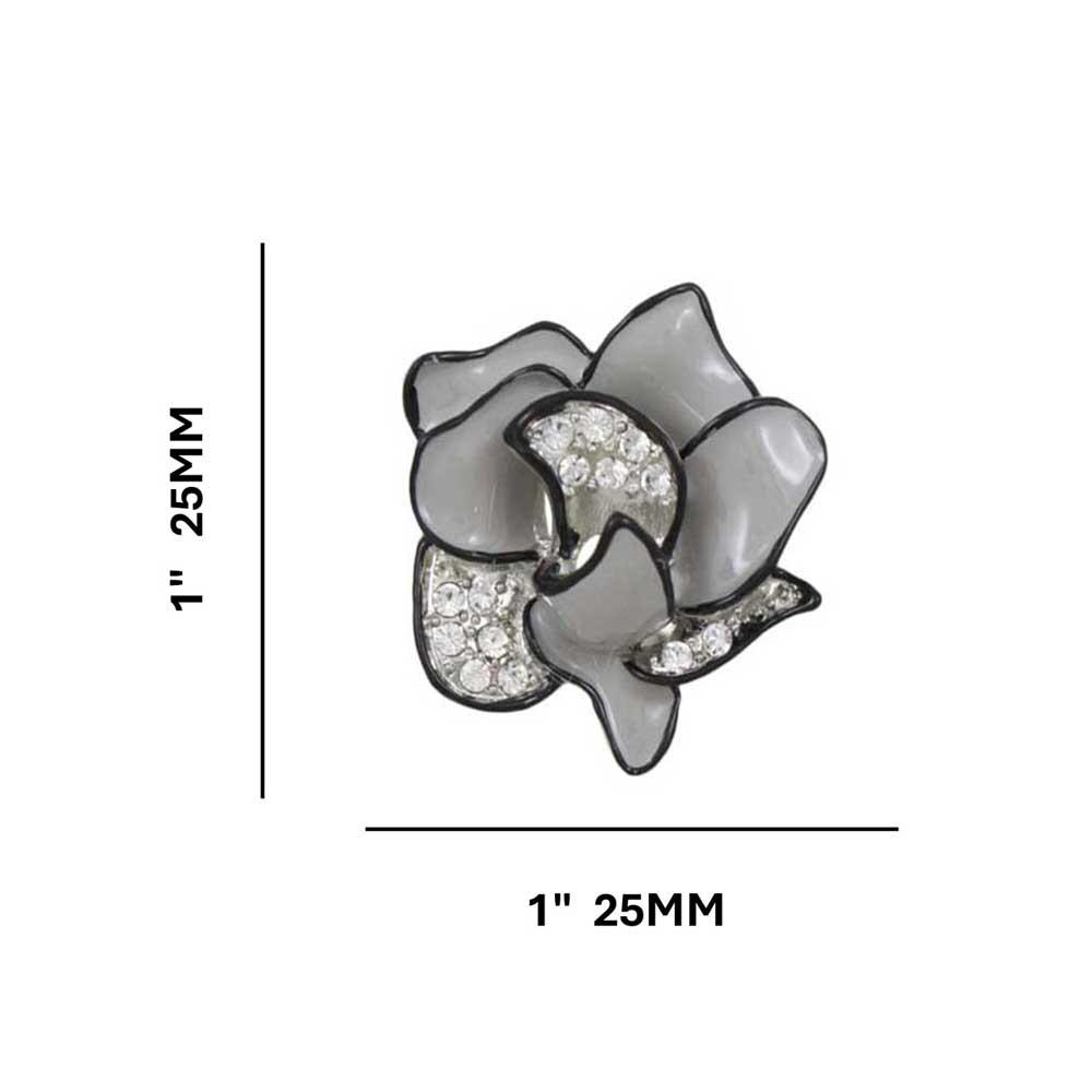 Gray and Black with Crystals Flower Pierced Earring - PRL055E - Lilylin Designs