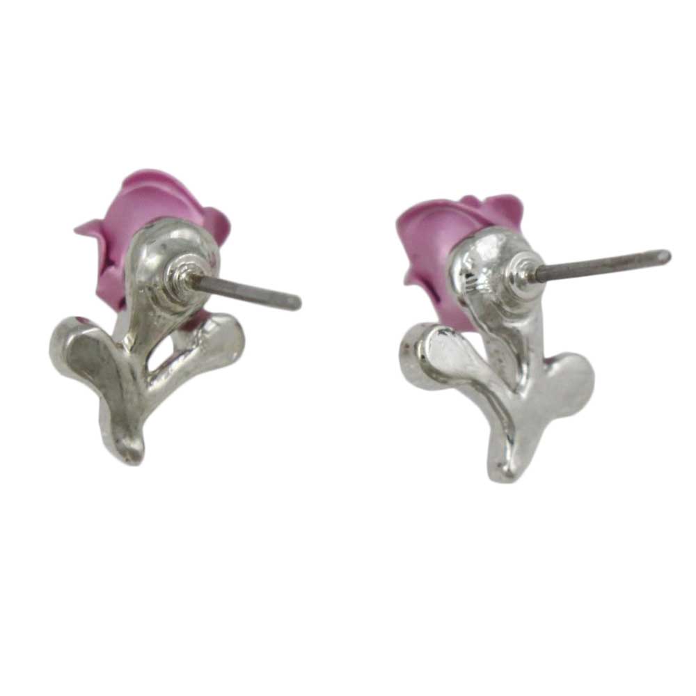 Lavender Rose Bud with Crystal Pierced Earring - PRL105SEP - Lilylin Designs