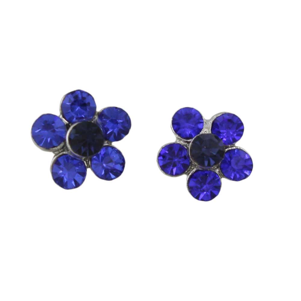 Lilylin Designs Cobalt Blue Crystal Daisy with Dark Center Earring