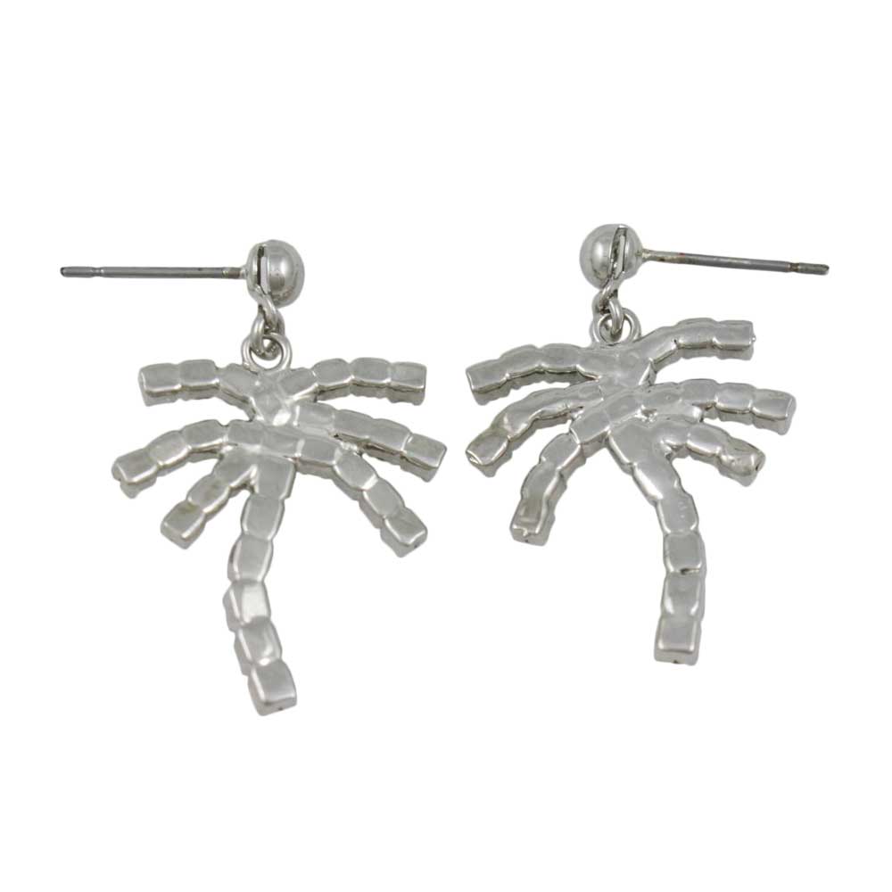 Green and Brown Crystal Palm Tree Pierced Earring - PRL165E - Lilylin Designs