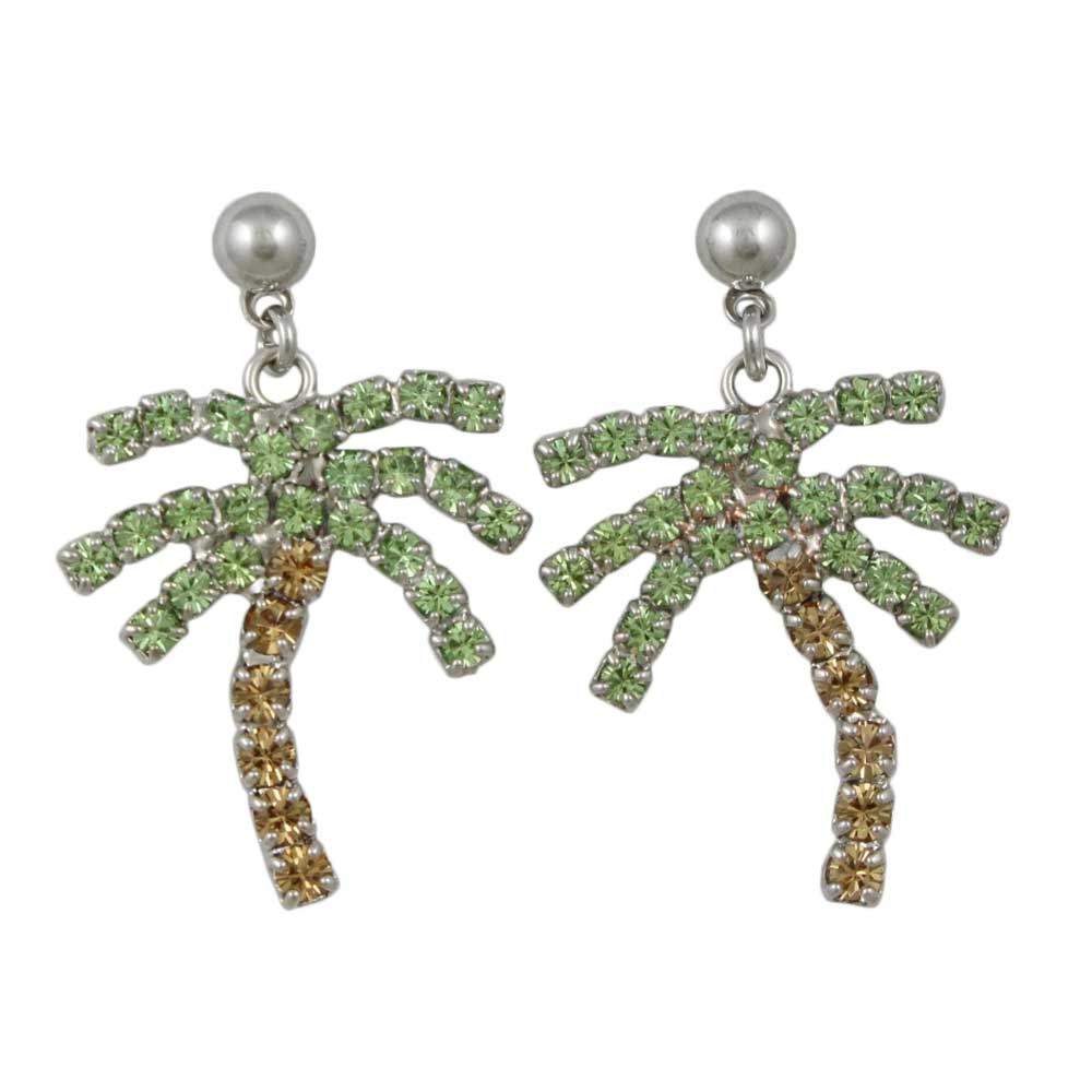 Lilylin Designs Green and Brown Crystal Palm Tree Pierced Earring
