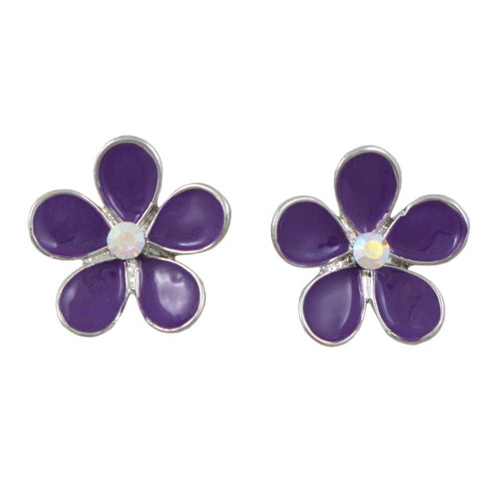 Lilylin Designs Purple Daisy with Crystal Center Pierced Earring