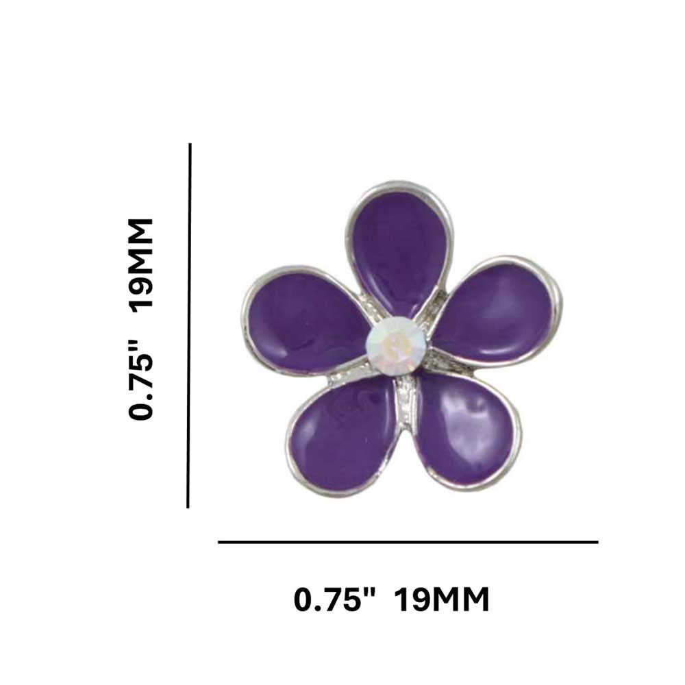 Purple Enamel Daisy with Crystal Center Pierced Earring - PRL178E - Lilylin Designs