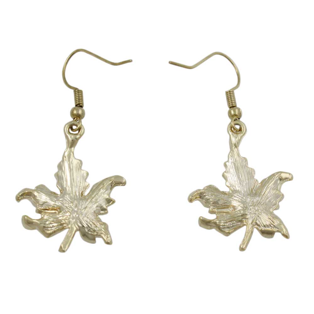 Burgundy Enamel Maple Leaf Dangling Pierced Earring - PRL341EB - Lilylin Designs
