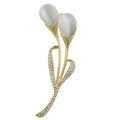 Gray Cats Eye and Crystals Flower Buds Brooch Pin | Lilylin Designs
