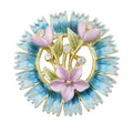 Blue Spiky Wreath with Lavender Flowers Brooch Pin | Lilylin Designs