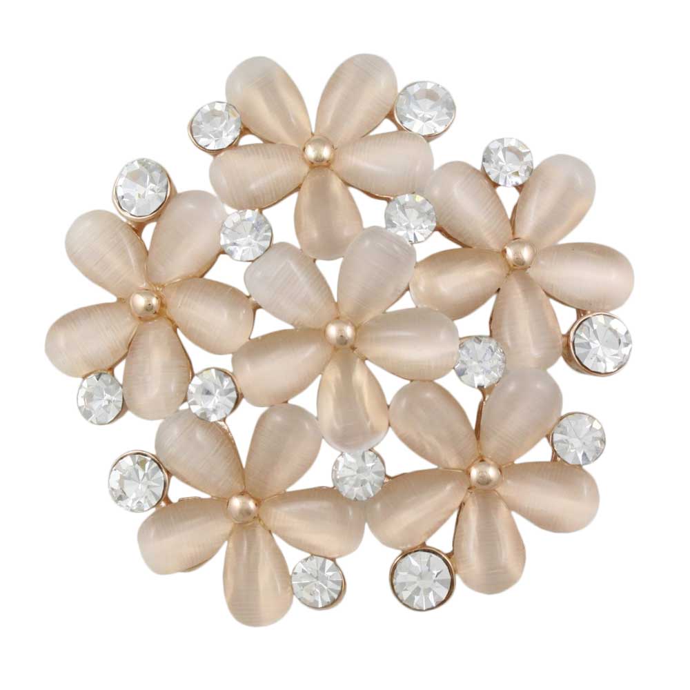 Dusty Pink Cats Eye Cluster of Daisies Flower Brooch Pin - PRL567 - Lilylin Designs
