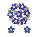 Wreath of Blue Crystal Daisies Pin with Daisy Earring Set | Lilylin Designs