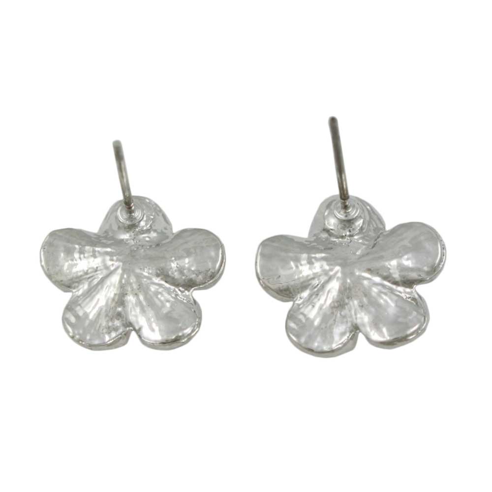 Light Pink Daisy with Dark Pink Crystal Pierced Earring - PRL835E - Lilylin Designs