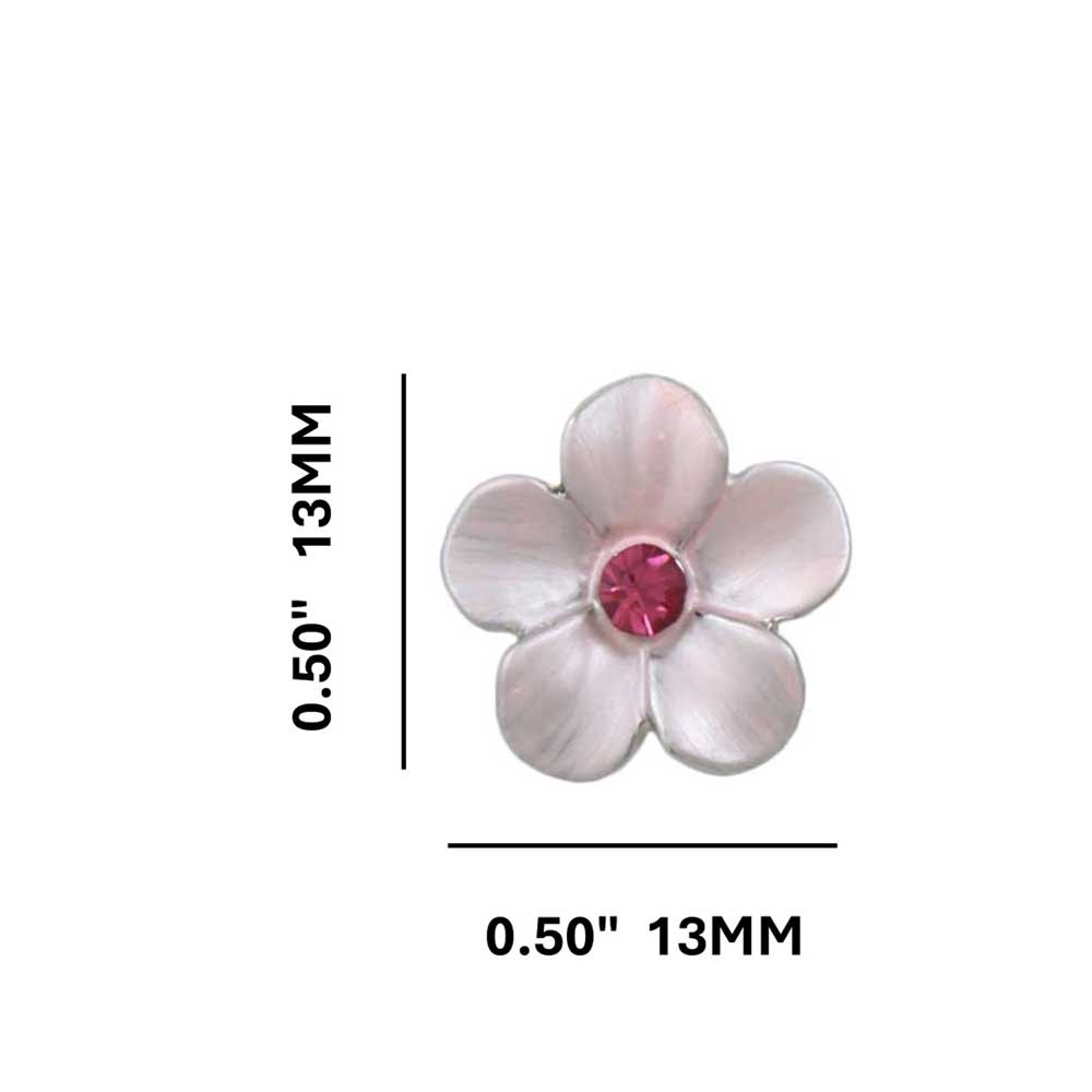 Light Pink Daisy with Dark Pink Crystal Pierced Earring - PRL835E - Lilylin Designs
