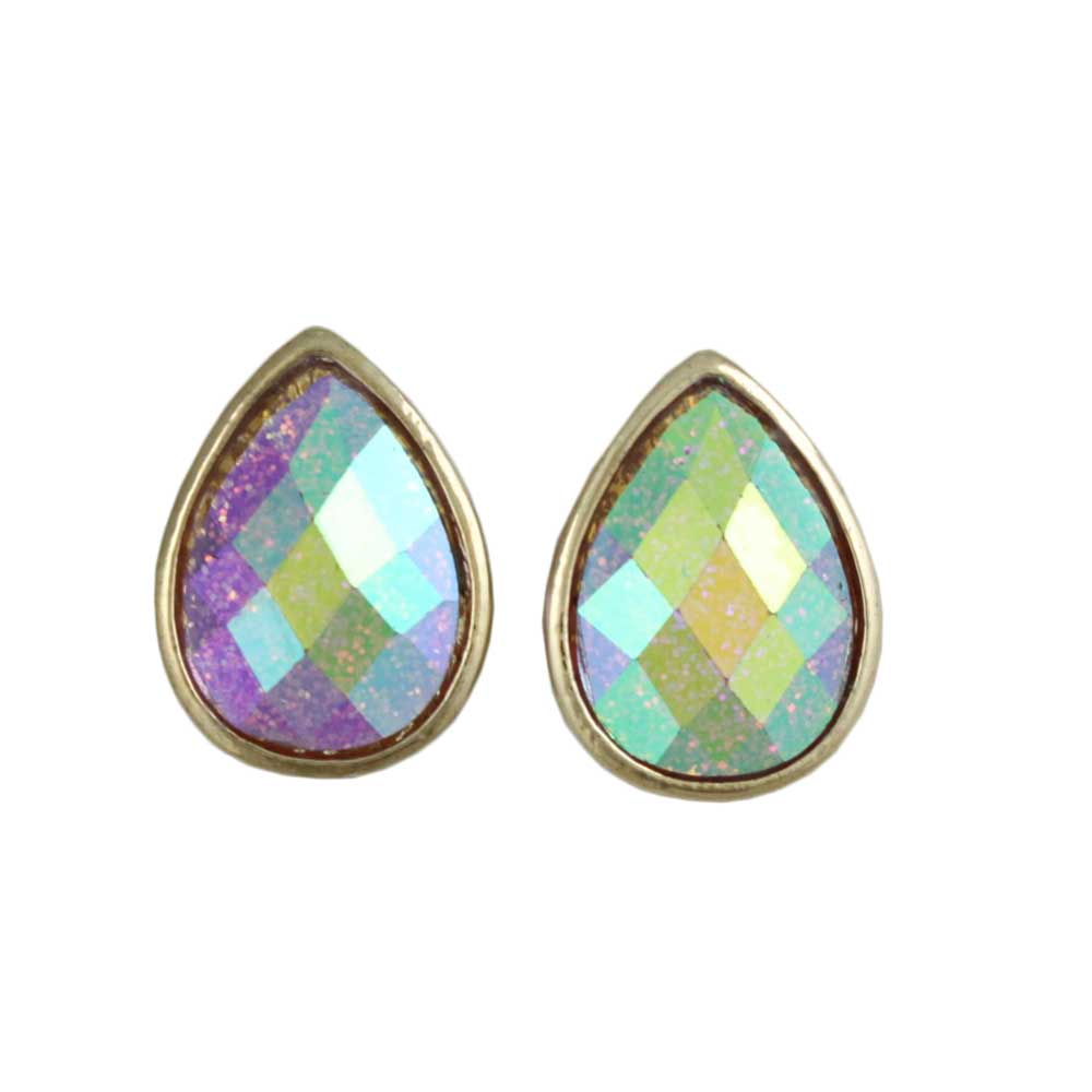 Sparkling Pink Teardrop Stud Pierced Earring - PRL851E - Lilylin Designs