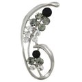Black Gray and Clear Crystals Flower Brooch Pin | Lilylin Designs