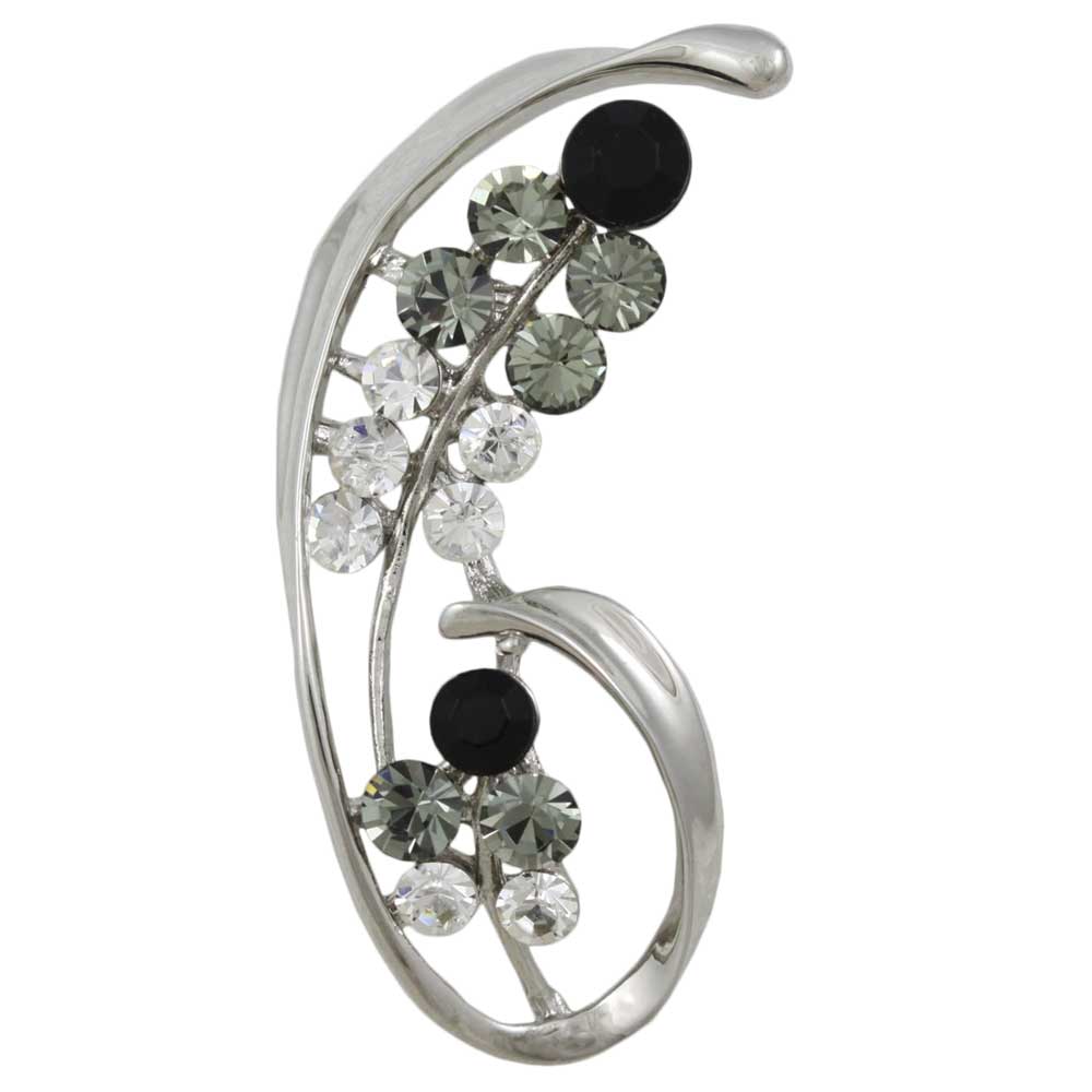 Lilylin Designs Black Gray and Clear Crystals Flower Brooch Pin