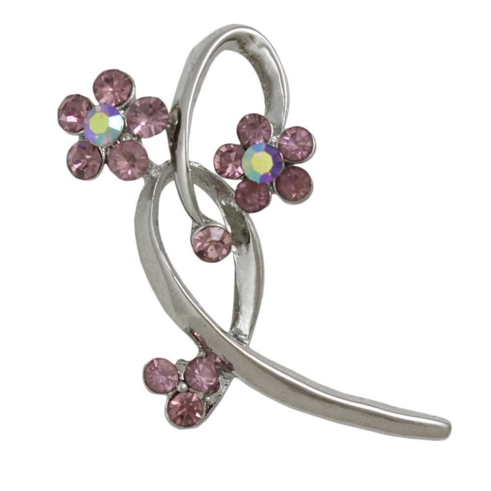 Purple Crystal Daisies on Loop Flower Brooch Pin - PRL904 - Lilylin Designs