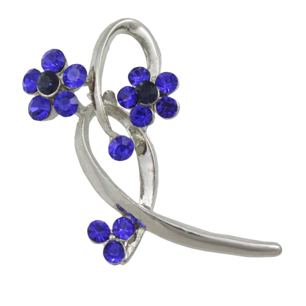 Lilylin Designs Cobalt Blue Crystal Daisies on a Loop Brooch Pin