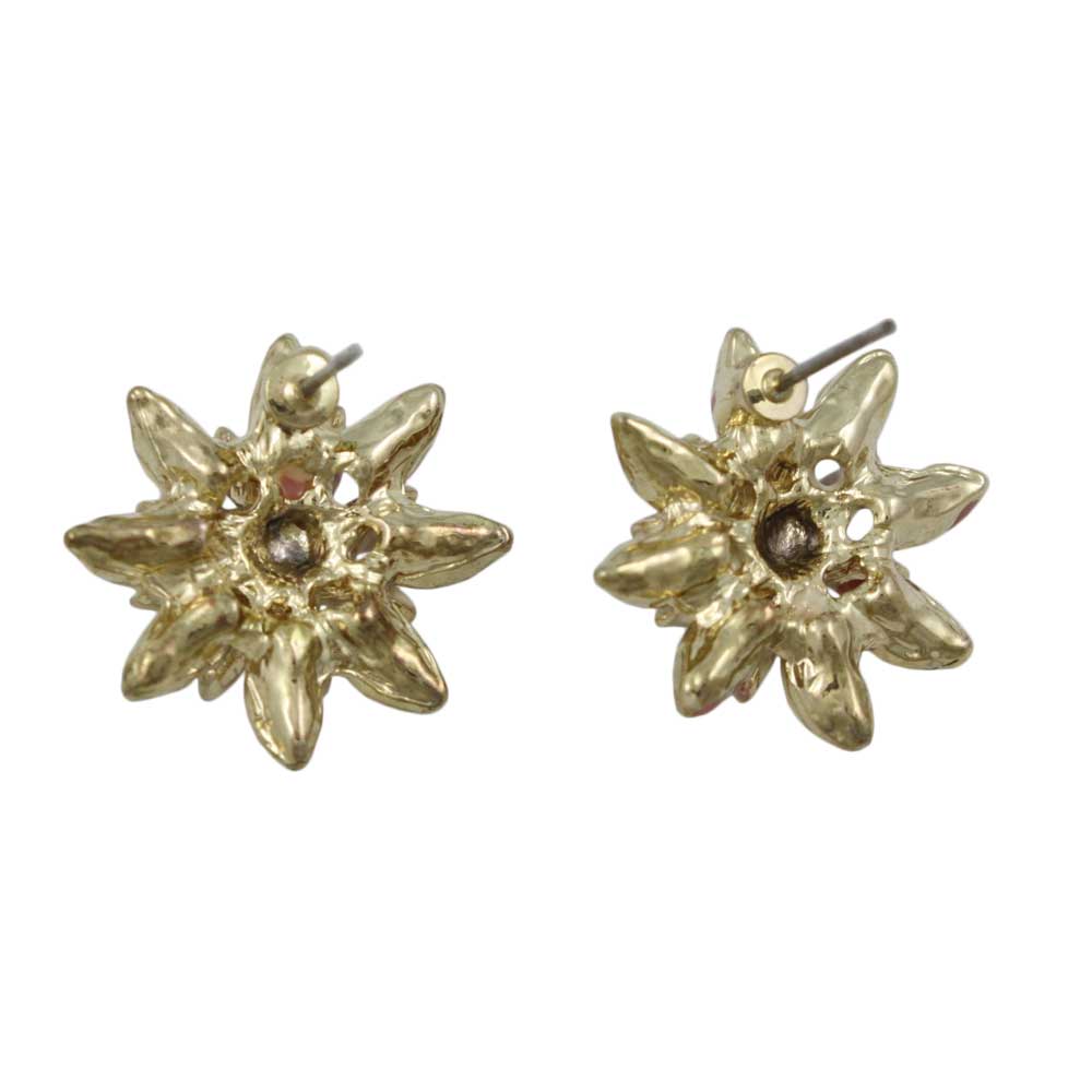 Peach Chrysanthemum Flower Pierced Earring - PRL910E - Lilylin Designs