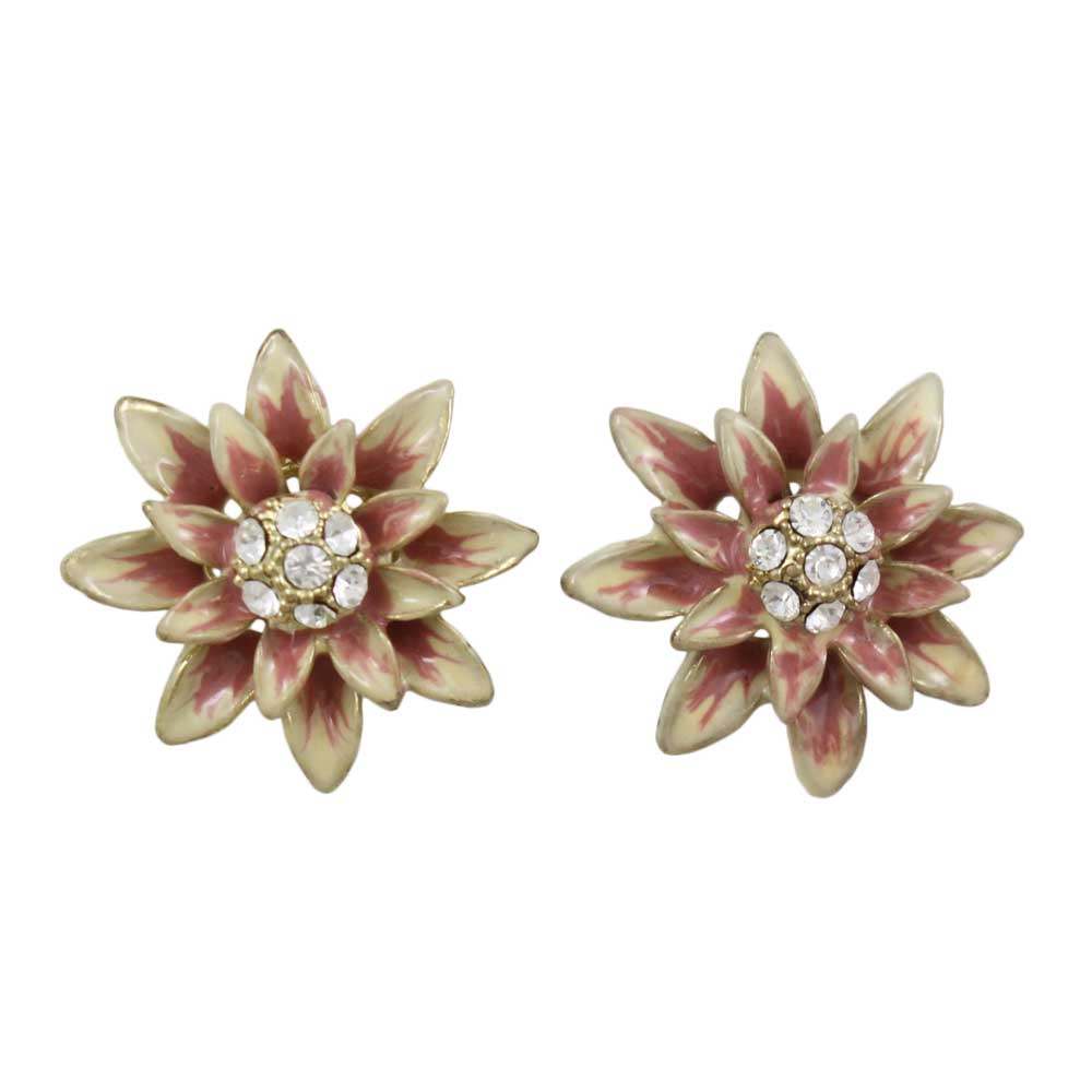 Peach Chrysanthemum Flower Pierced Earring - PRL910E - Lilylin Designs