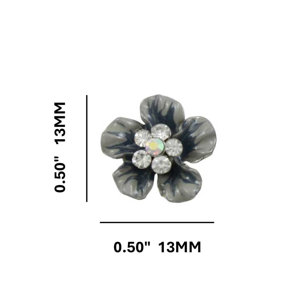 Gray and Blue Flower with Crystal Daisy Pierced Earring - PRL913E - Lilylin Designs