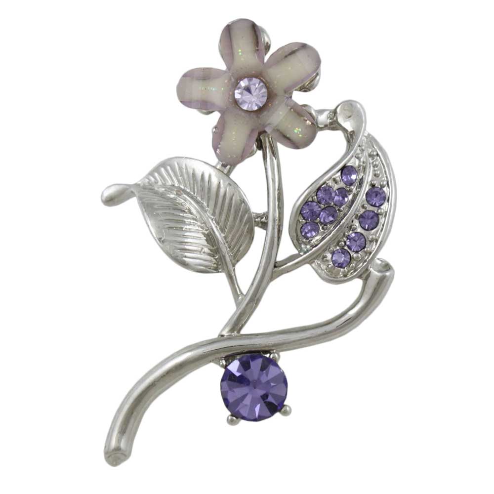 Light Purple Daisy with Purple Crystals Brooch Pin - PRL929 - Lilylin Designs