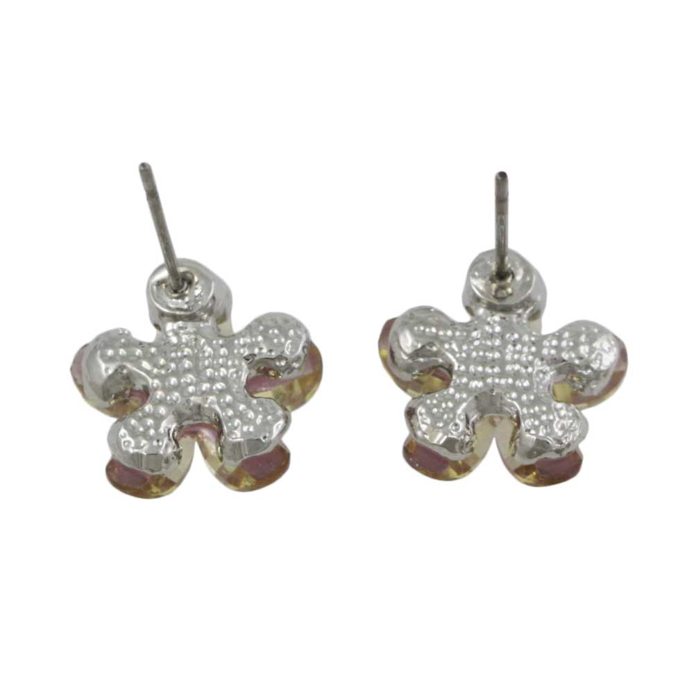 Purple Glass and Crystal Daisy Flower Pierced Earring - PRL929E - Lilylin Designs