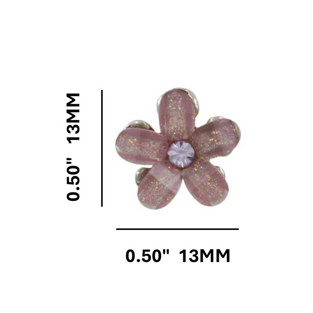 Purple Glass and Crystal Daisy Flower Pierced Earring - PRL929E - Lilylin Designs