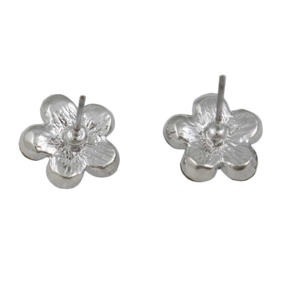 Dark Blue Crystal Daisy Stud Pierced Earring - PRL984EDB - Lilylin Designs