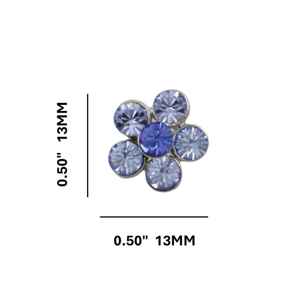 Blue Crystal Daisy with Blue Center Clip Earring - PRL984EC - Lilylin Designs