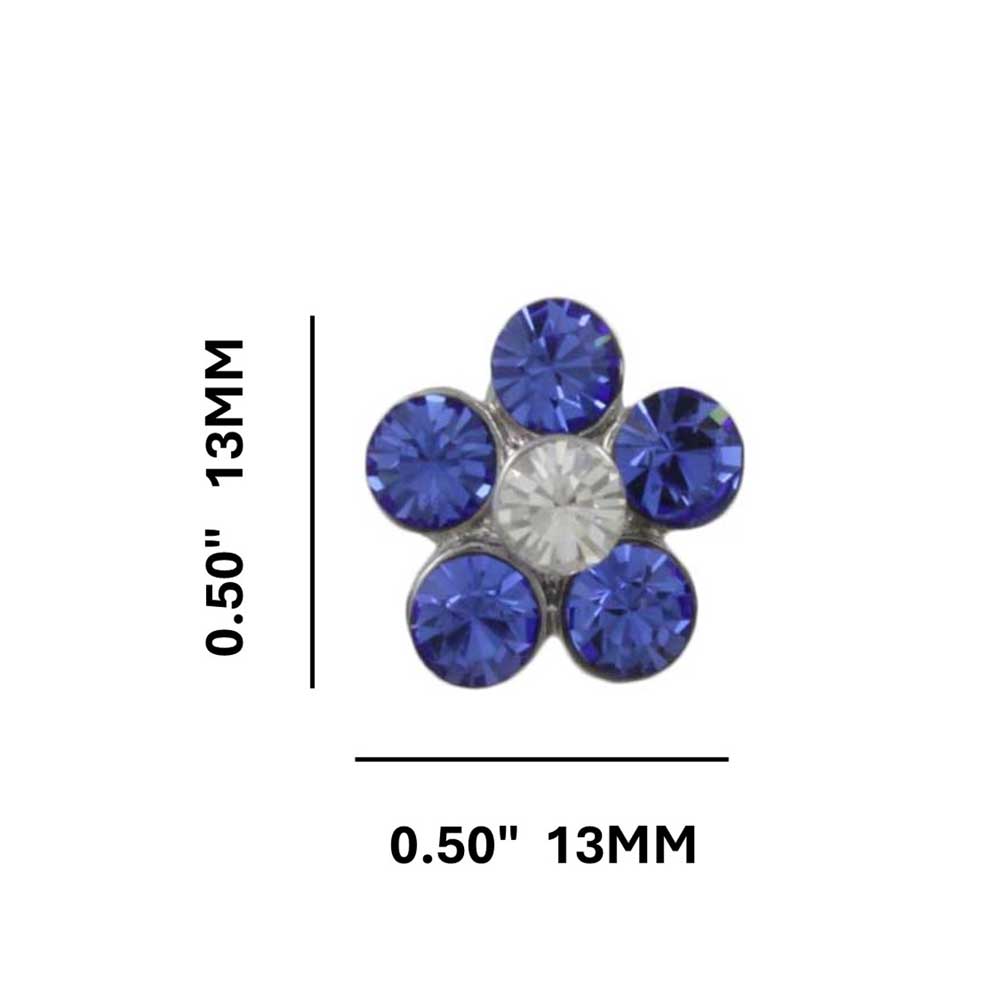 Dark Blue Crystal Daisy Stud Pierced Earring - PRL984EDB - Lilylin Designs