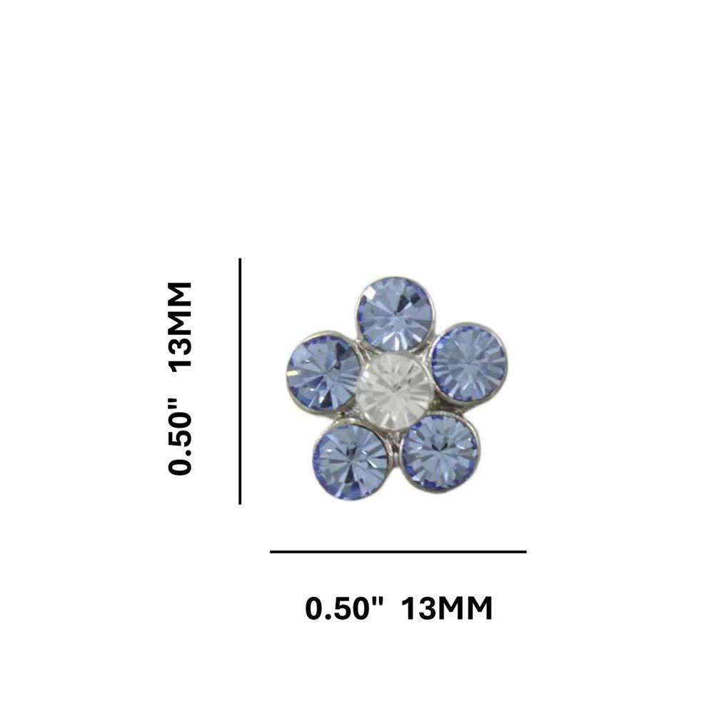 Light Blue Crystal Daisy Stud Pierced Earring - PRL984ELB - Lilylin Designs