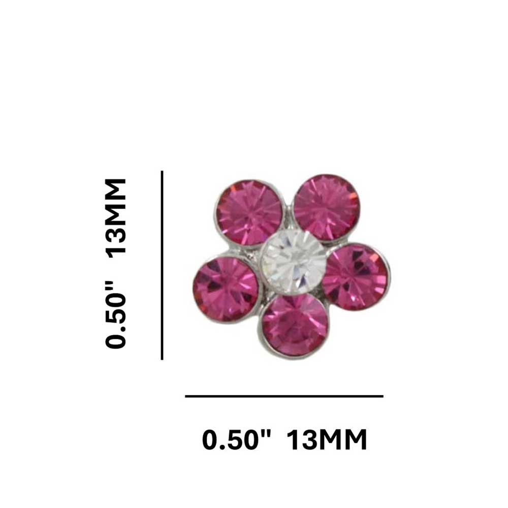 Pink Crystal Daisy Stud Pierced Earring - PRL984EPK - Lilylin Designs