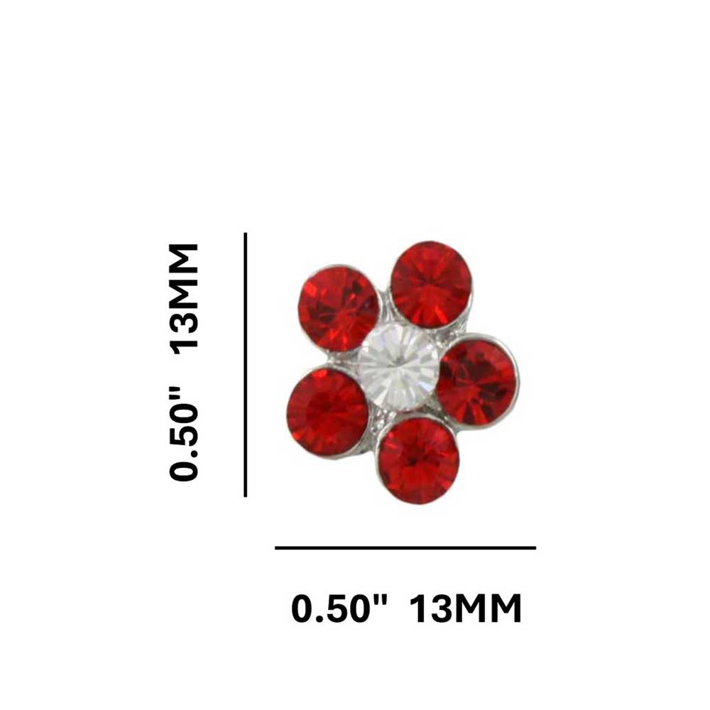 Red Crystal Daisy Stud Pierced Earring - PRL984ERD - Lilylin Designs
