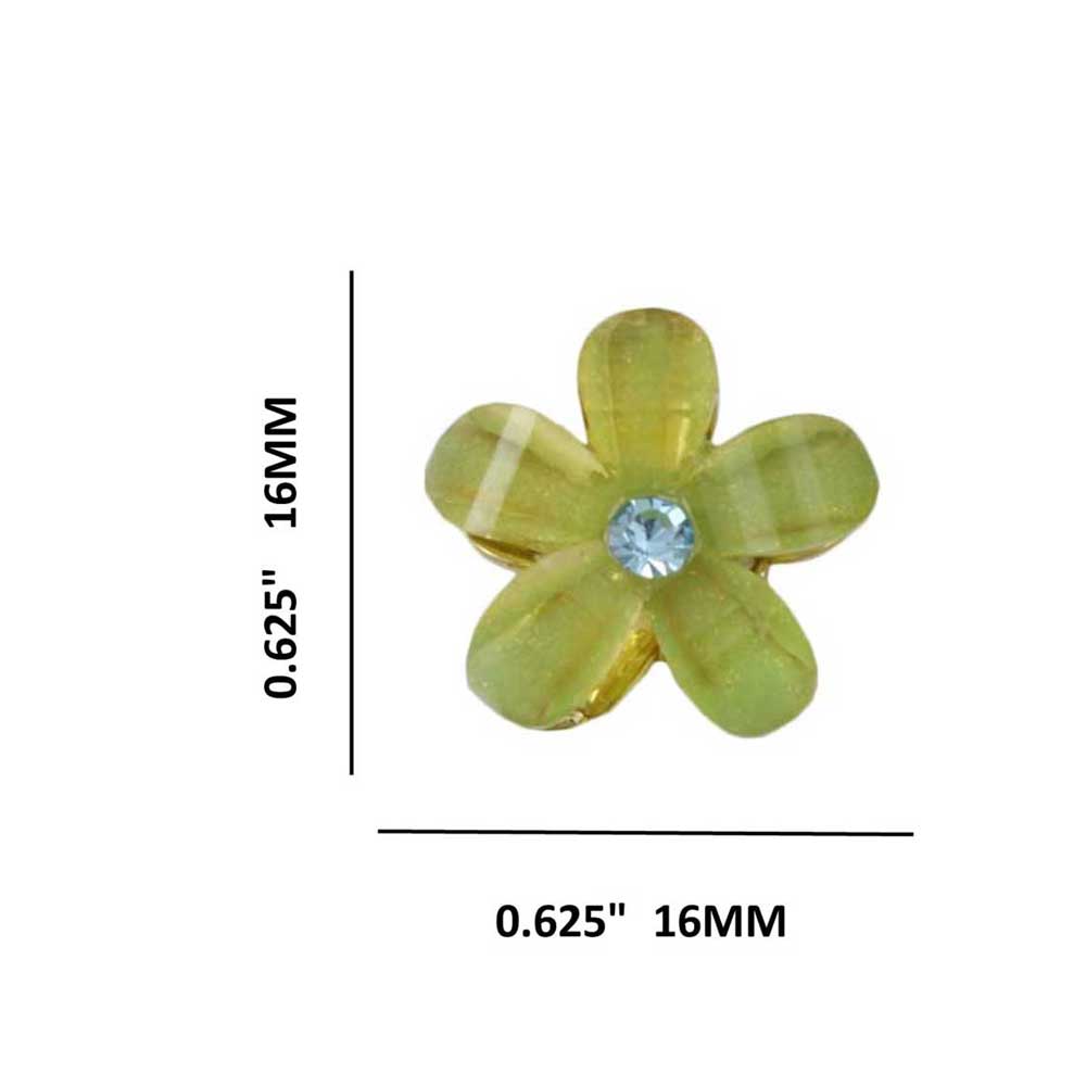 Green Daisy Flower with Blue Center Pierced Earring - PRL986E - Lilylin Designs