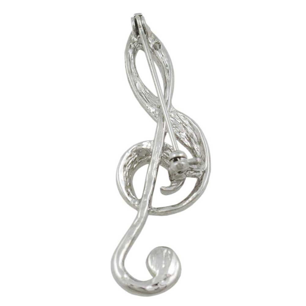 Silver - tone Light and Darker Pink Crystal G Clef Brooch Pin - PRM602 - Lilylin Designs