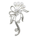 White Teardrop Pearl Buds with Crystal Bow Brooch Pin - PRP024 - Lilylin Designs