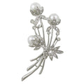 White Pearls with Clear Crystals Flower Buds Brooch Pin | Lilylin Designs