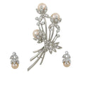Crystal and Peach Pearl Buds Pin with Earring Gift Set | Lilylin Designs