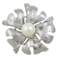 Large Textured Flower with White Pearl Center Pin | Lilylin Designs