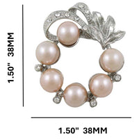 Load image into Gallery viewer, Peach Pearl Wreath with Clear Crystals Brooch Pin - PRP408 - Lilylin Designs
