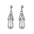 Light Gray Teardrop Pearl Dangling Pierced Earring - PRP743E - Lilylin Designs