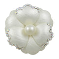 Off White Enamel and Crystal Flower with Pearl Pin | Lilylin Designs