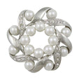 Silver and Crystal Wreath with White Pearls Brooch Pin - PRP911 - Lilylin Designs
