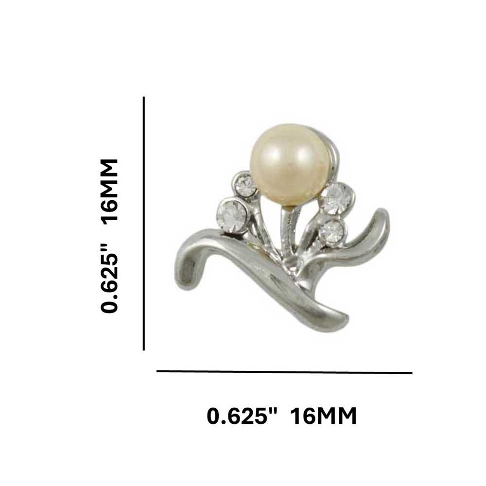 Light Peach Pearl with Crystal Leaves Pierced Earring - PRP915E - Lilylin Designs