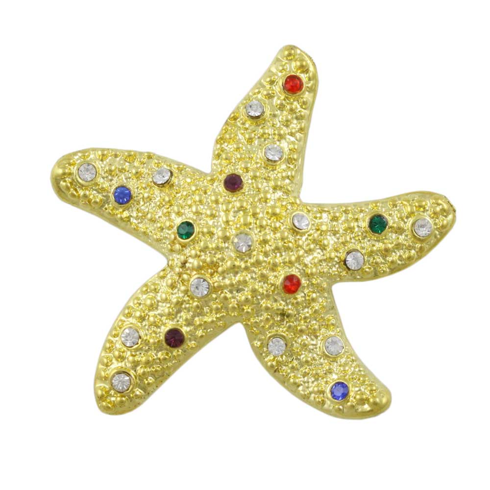 Lilylin Designs Starfish with Clear and Colored Crystals Brooch Pin