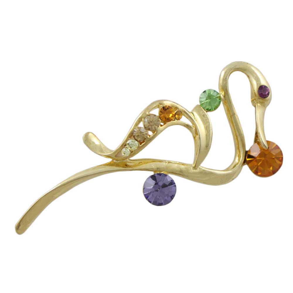 Abstract Crystal Swan Brooch Pin - PRS715 - Lilylin Designs