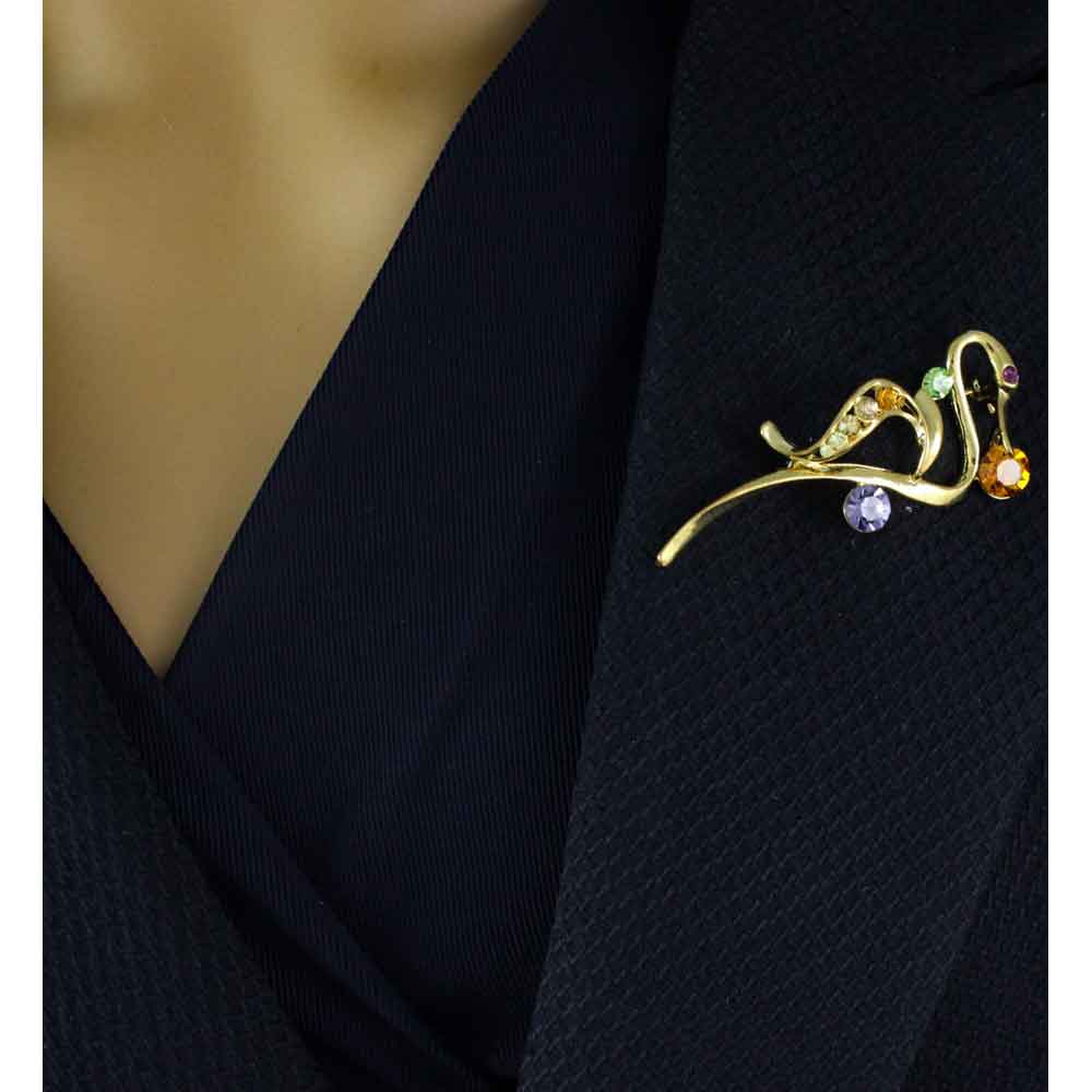 Abstract Crystal Swan Brooch Pin - PRS715 - Lilylin Designs
