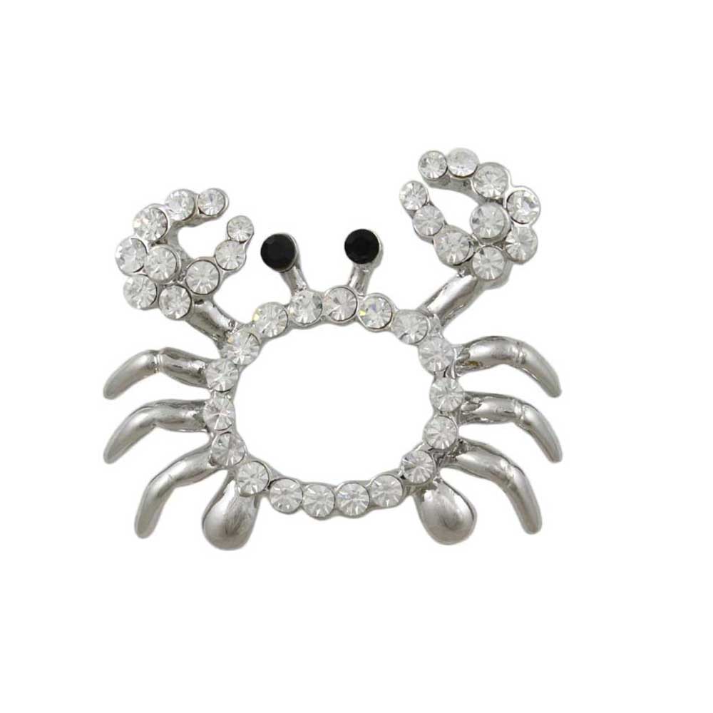 Lilylin Designs Small Crystal Crab with Black Eyes Brooch Pin