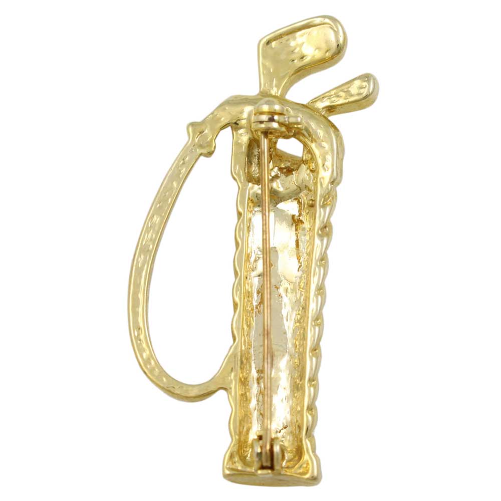 Gold and Crystal Twisted Golf Bag with Golf Clubs Pin - PRT355 - Lilylin Designs